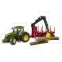 Bruder tractor John Deere 7R 350 cu remorca forestiera si 4 busteni